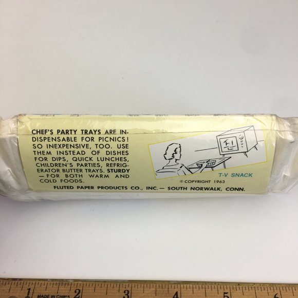Vtg 1963 Chefs Party Choice Hot Dog Tray Fluted Paper White Prop Collector Rare - Picture 6 of 11